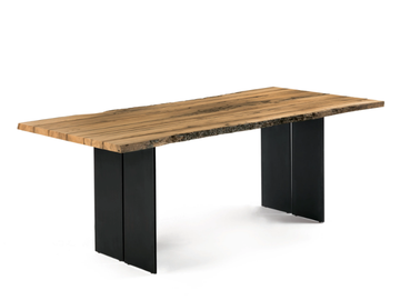 NATURA BRICCOLA - Table with briccola wood top anche iron base by Riva 1920 - view 2